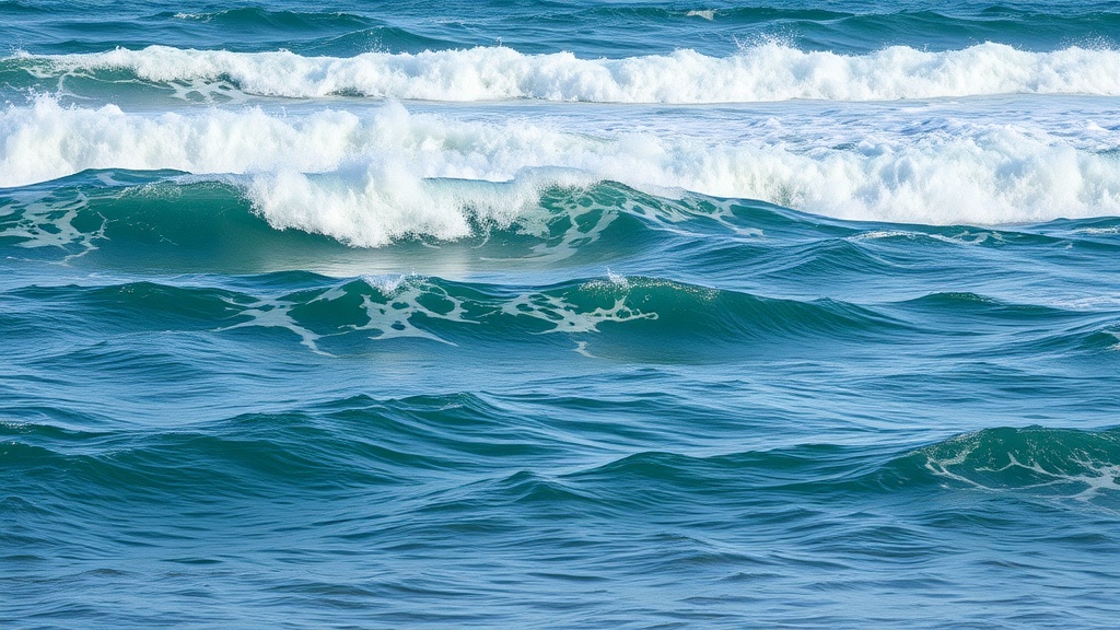 다양한 경사도와 크기를 가진 파도가 부서지는 바다 환경을 관찰하는 모습