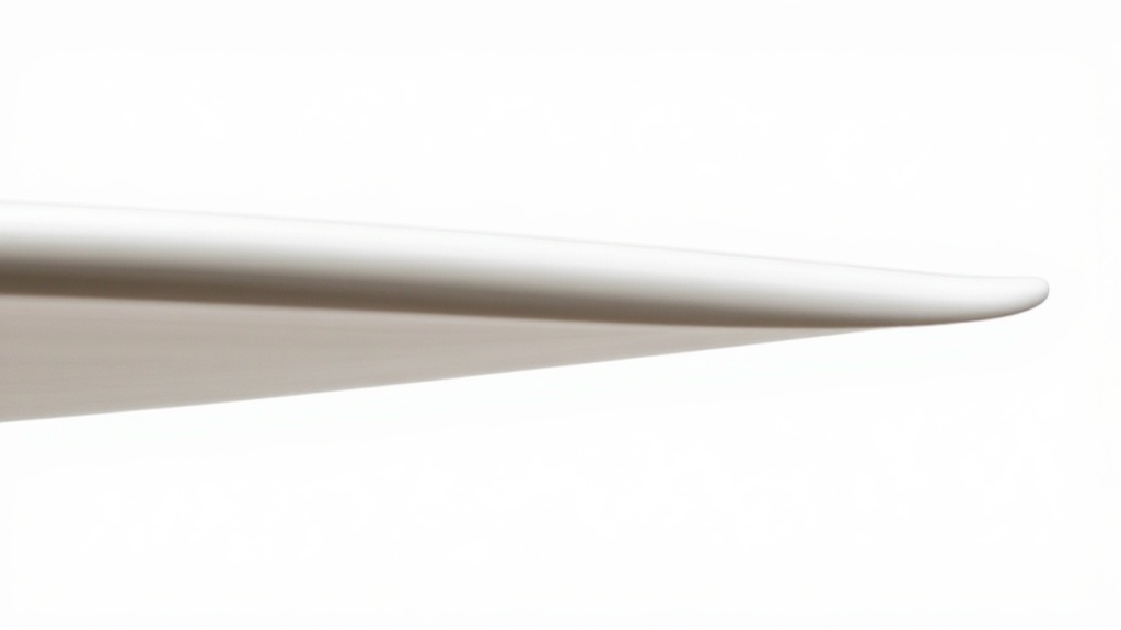 서핑보드의 측면 곡률인 로커 라인을 보여주는 상세 프로필 이미지